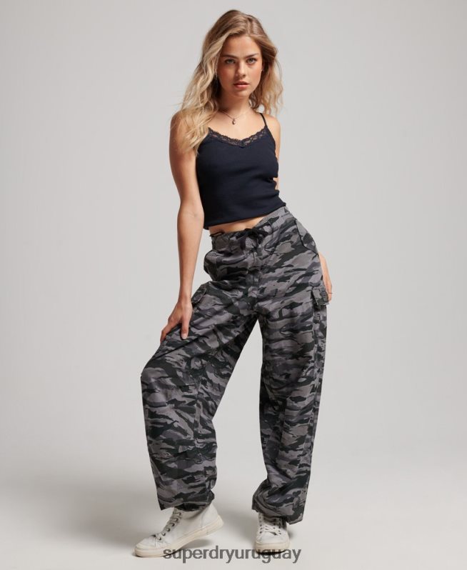 uy Superdry mujer pantalones holgados de paracaídas verde DT2N8Z2129 ropa