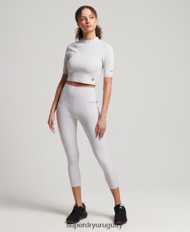 uy Superdry mujer correr 7/8 leggins ajustados gris claro DT2N8Z6334 ropa