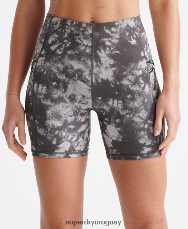 uy Superdry mujer correr pantalones cortos ajustados gris DT2N8Z6343 ropa