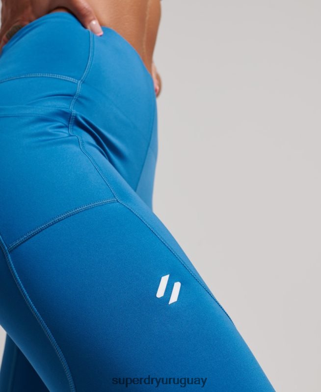 uy Superdry mujer correr polainas ajustadas azul DT2N8Z6331 ropa