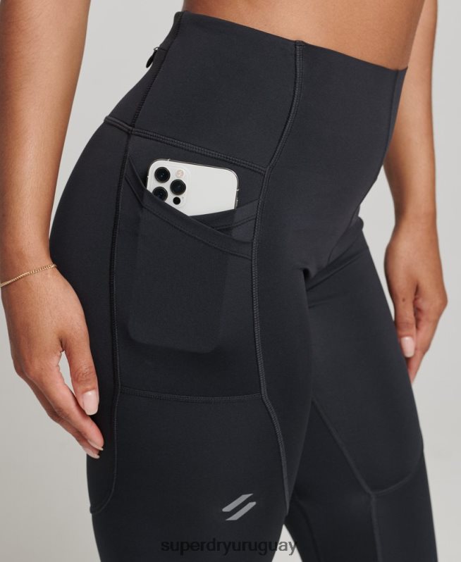 uy Superdry mujer correr polainas ajustadas negro DT2N8Z4067 ropa