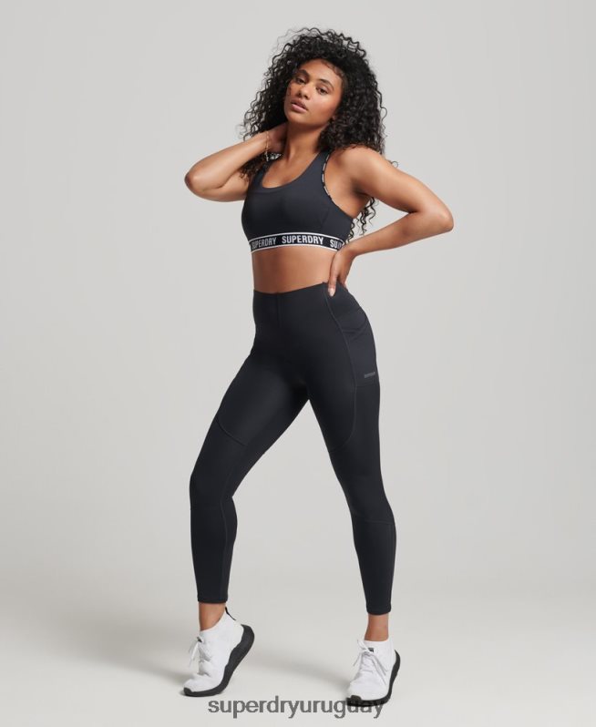 uy Superdry mujer correr polainas ajustadas negro DT2N8Z4067 ropa