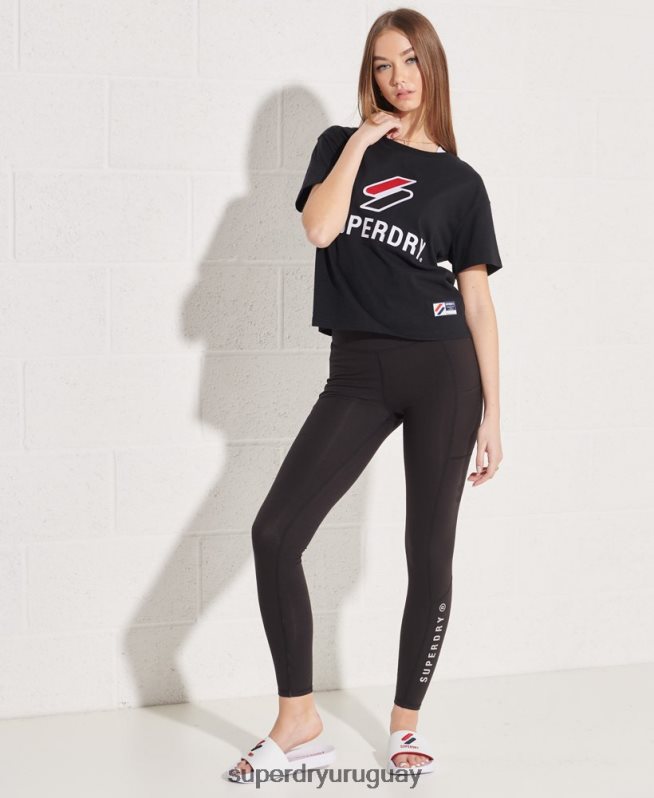 uy Superdry mujer estilo de vida activo leggins largos negro DT2N8Z6778 ropa