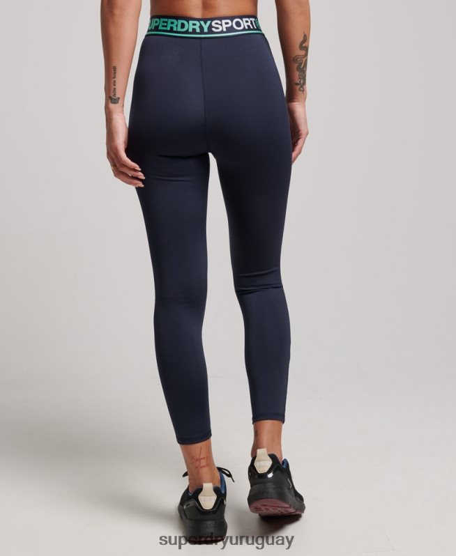 uy Superdry mujer leggins 7/8 cruzados de entrenamiento Armada DT2N8Z4081 ropa