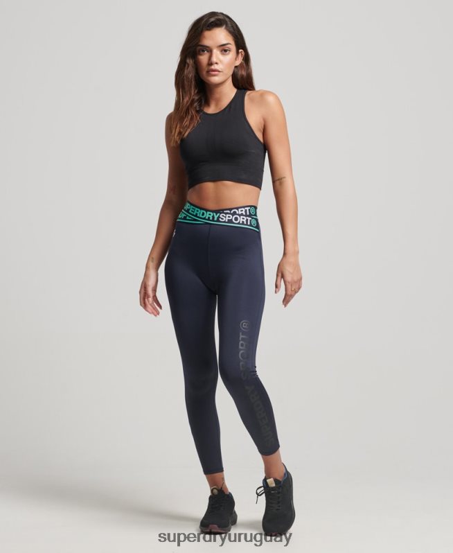 uy Superdry mujer leggins 7/8 cruzados de entrenamiento Armada DT2N8Z4081 ropa