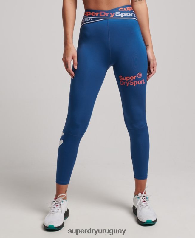 uy Superdry mujer leggins 7/8 cruzados de entrenamiento azul DT2N8Z4056 ropa