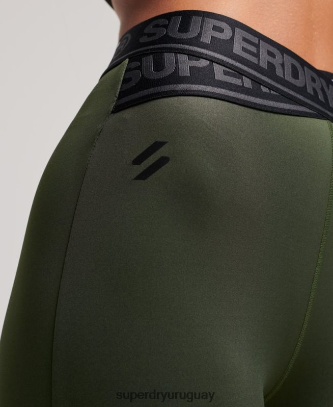 uy Superdry mujer leggins 7/8 cruzados de entrenamiento caqui DT2N8Z4084 ropa