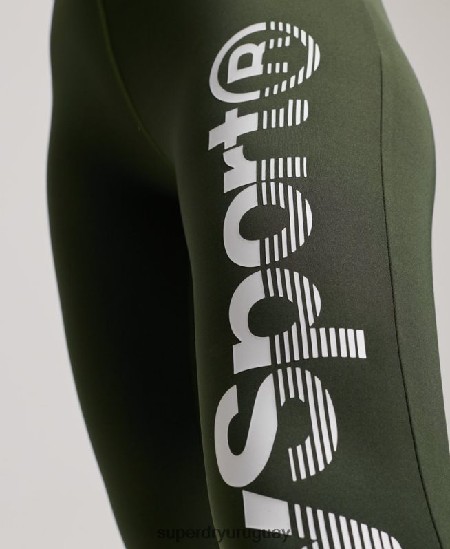 uy Superdry mujer leggins 7/8 cruzados de entrenamiento caqui DT2N8Z4084 ropa