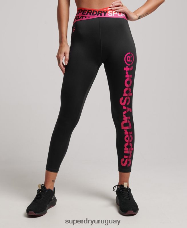 uy Superdry mujer leggins 7/8 cruzados de entrenamiento negro DT2N8Z4065 ropa