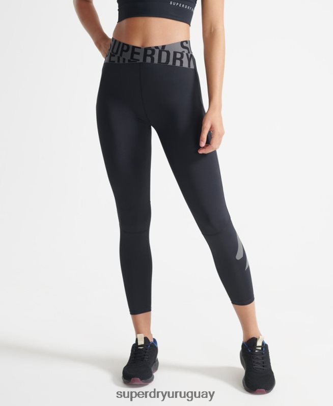 uy Superdry mujer leggins 7/8 cruzados de entrenamiento negro DT2N8Z4083 ropa