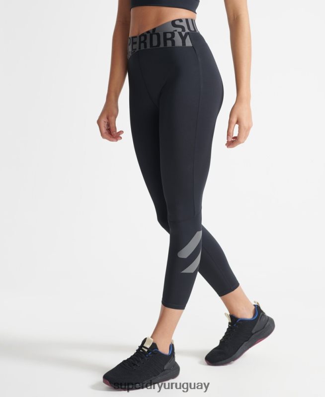 uy Superdry mujer leggins 7/8 cruzados de entrenamiento negro DT2N8Z4083 ropa