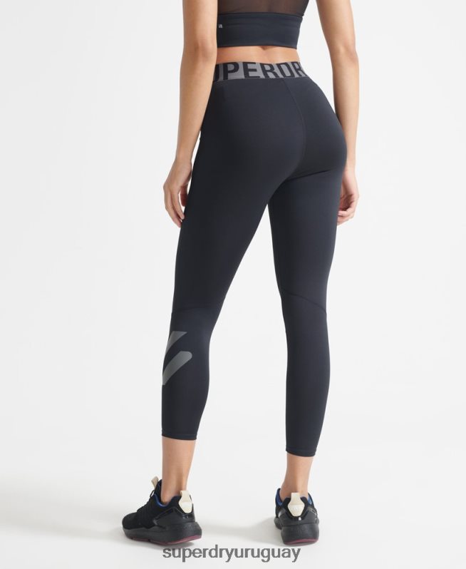 uy Superdry mujer leggins 7/8 cruzados de entrenamiento negro DT2N8Z4083 ropa
