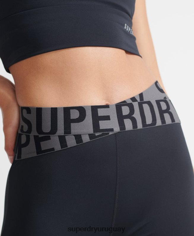 uy Superdry mujer leggins 7/8 cruzados de entrenamiento negro DT2N8Z4083 ropa