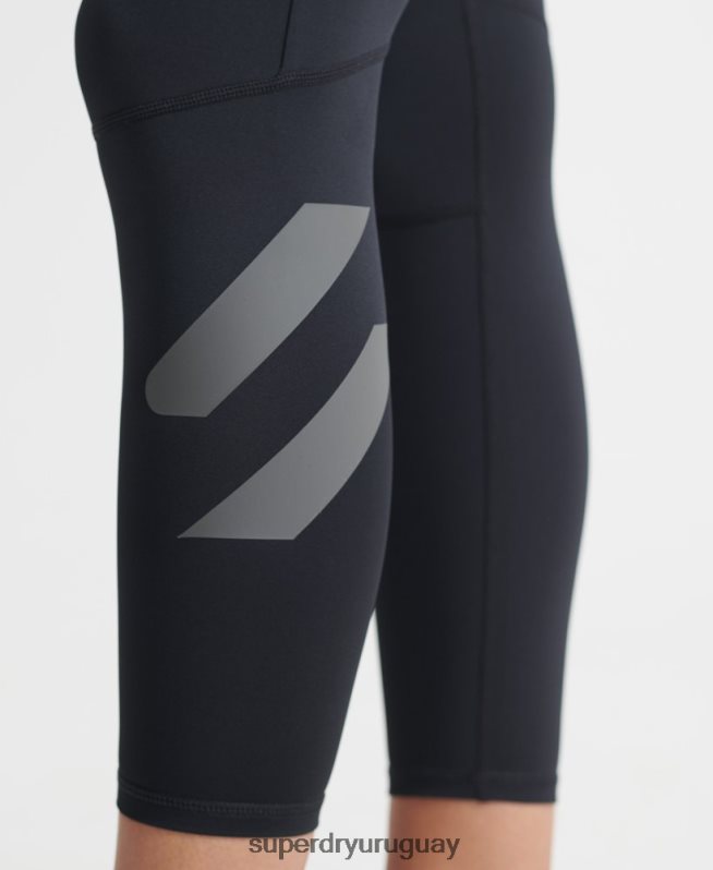 uy Superdry mujer leggins 7/8 cruzados de entrenamiento negro DT2N8Z4083 ropa