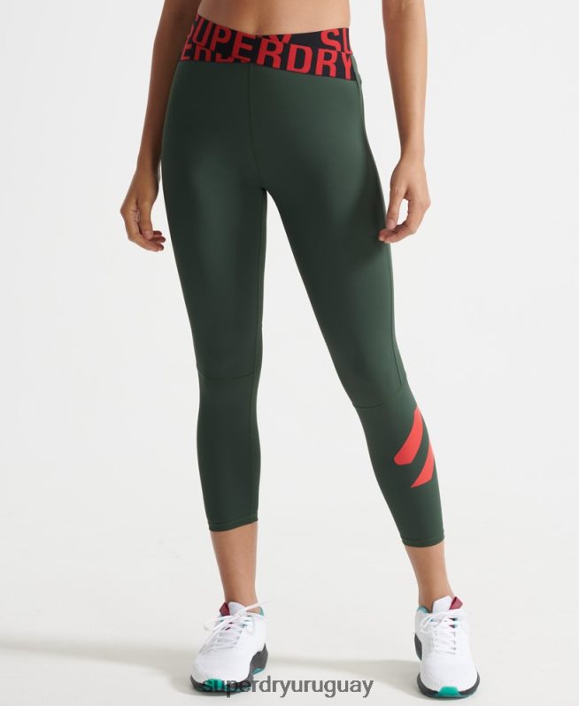 uy Superdry mujer leggins 7/8 cruzados de entrenamiento verde DT2N8Z4087 ropa