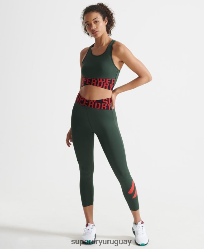 uy Superdry mujer leggins 7/8 cruzados de entrenamiento verde DT2N8Z4087 ropa