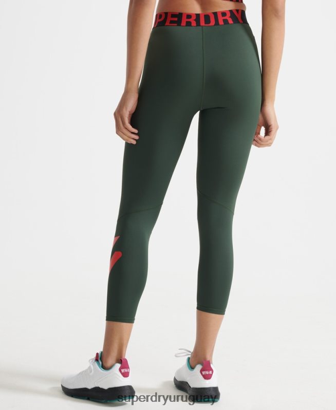 uy Superdry mujer leggins 7/8 cruzados de entrenamiento verde DT2N8Z4087 ropa