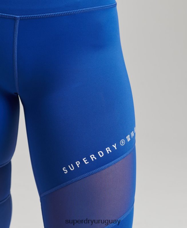 uy Superdry mujer leggins 7/8 de malla de entrenamiento azul DT2N8Z6336 ropa
