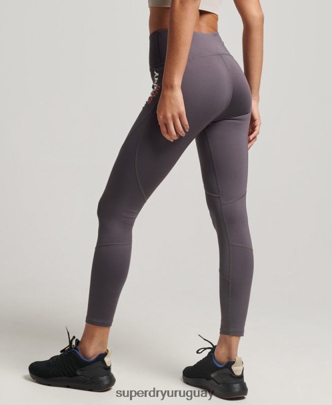 uy Superdry mujer leggins ajustados core 7/8 gris DT2N8Z4060 ropa