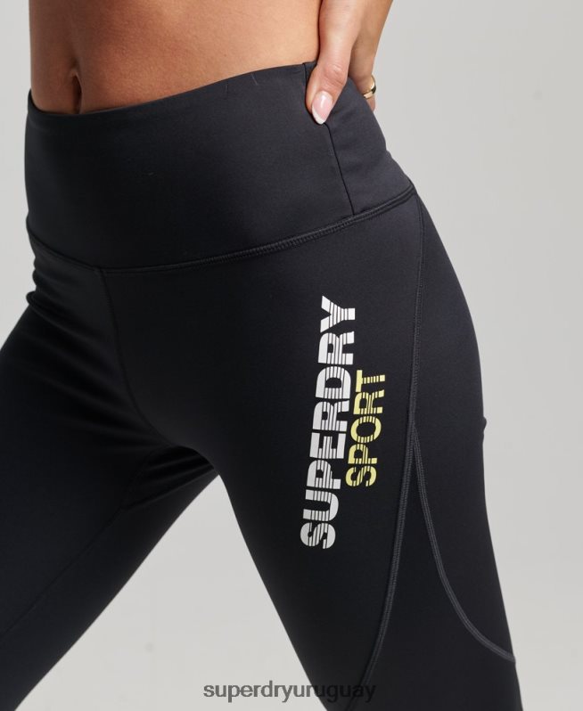 uy Superdry mujer leggins ajustados core 7/8 negro DT2N8Z4071 ropa