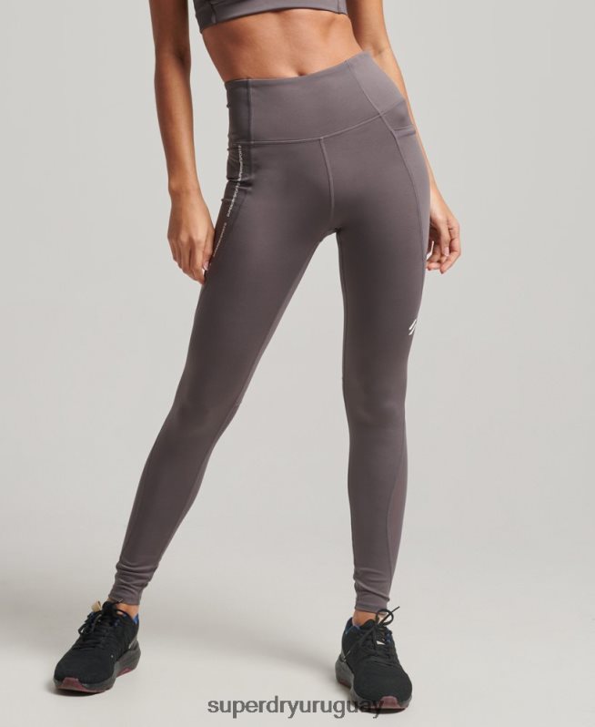 uy Superdry mujer leggins ajustados de malla activa de longitud completa gris DT2N8Z4073 ropa