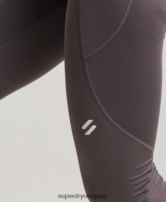 uy Superdry mujer leggins ajustados de malla activa de longitud completa gris DT2N8Z4073 ropa