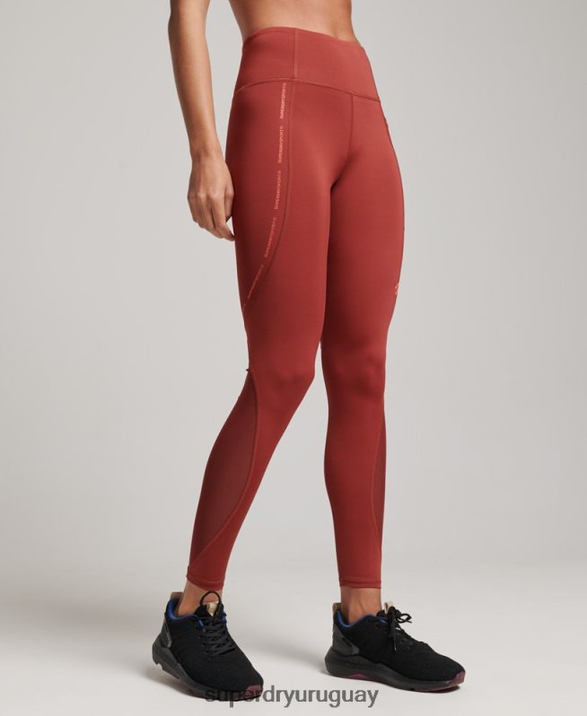 uy Superdry mujer leggins ajustados de malla activa de longitud completa marrón DT2N8Z4052 ropa