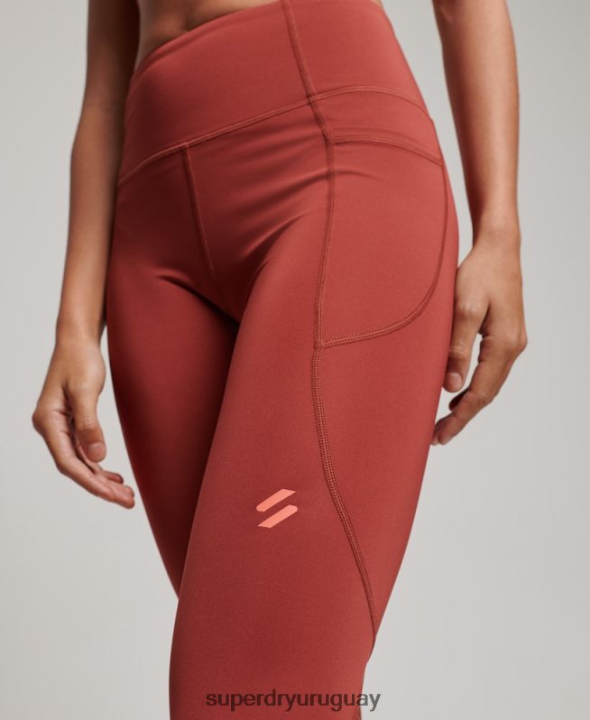 uy Superdry mujer leggins ajustados de malla activa de longitud completa marrón DT2N8Z4052 ropa