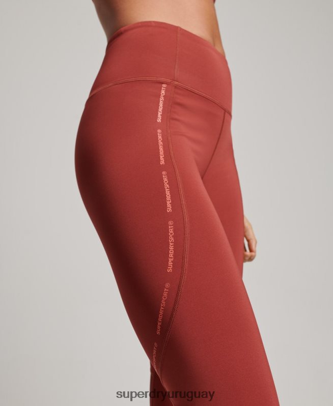 uy Superdry mujer leggins ajustados de malla activa de longitud completa marrón DT2N8Z4052 ropa