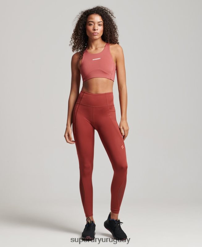 uy Superdry mujer leggins ajustados de malla activa de longitud completa marrón DT2N8Z4052 ropa