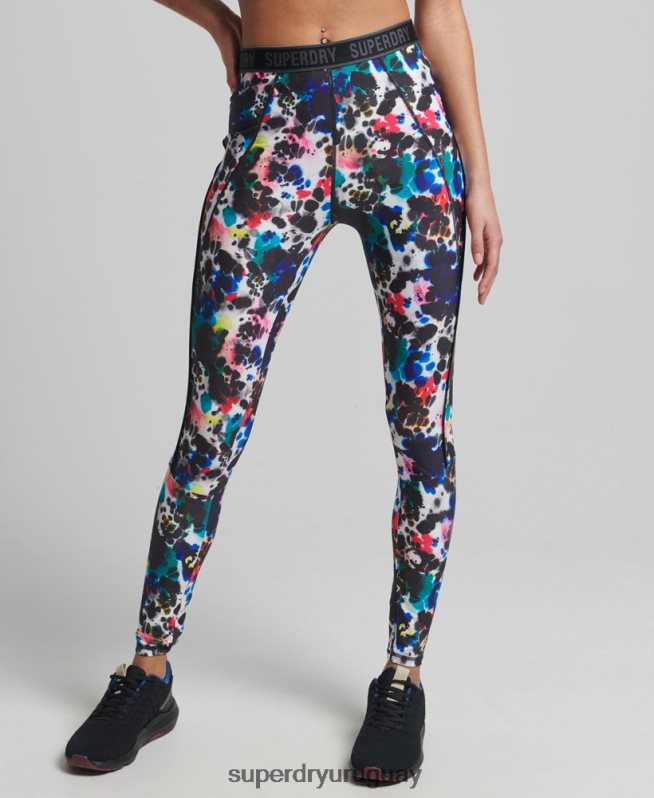 uy Superdry mujer leggins ajustados elásticos con la marca del tren multi DT2N8Z6322 ropa