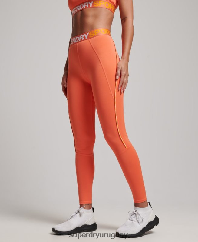 uy Superdry mujer leggins ajustados elásticos con la marca del tren naranja DT2N8Z4062 ropa