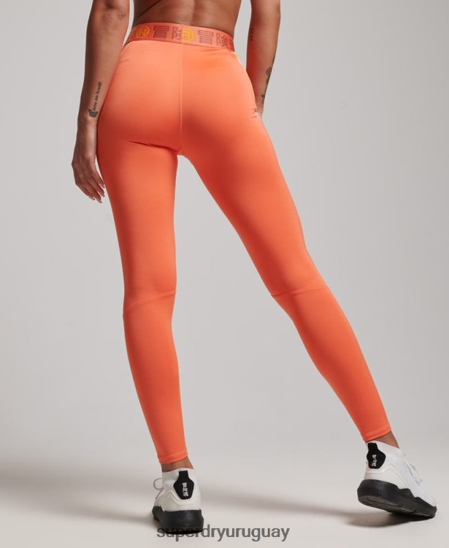 uy Superdry mujer leggins ajustados elásticos con la marca del tren naranja DT2N8Z4062 ropa