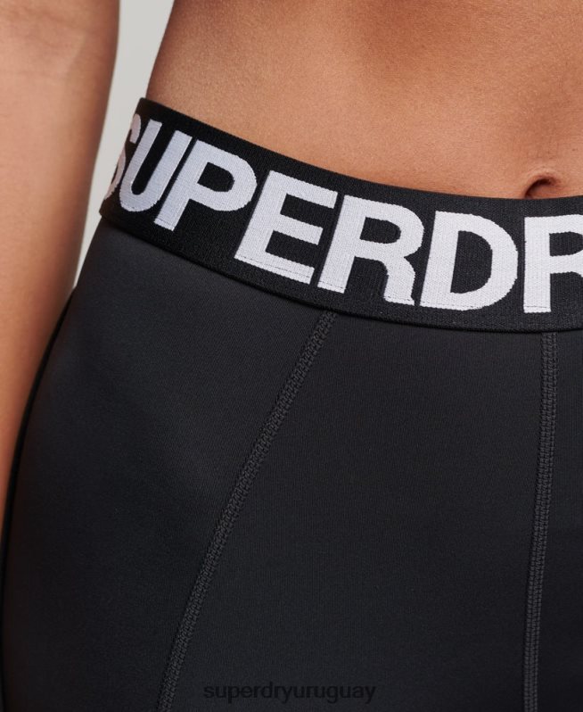 uy Superdry mujer leggins ajustados elásticos con la marca del tren negro DT2N8Z4082 ropa