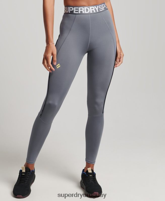 uy Superdry mujer leggins ajustados elásticos con la marca del tren púrpura DT2N8Z4077 ropa