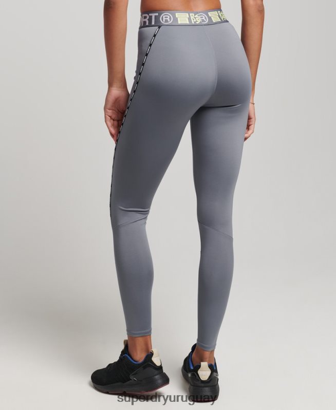 uy Superdry mujer leggins ajustados elásticos con la marca del tren púrpura DT2N8Z4077 ropa