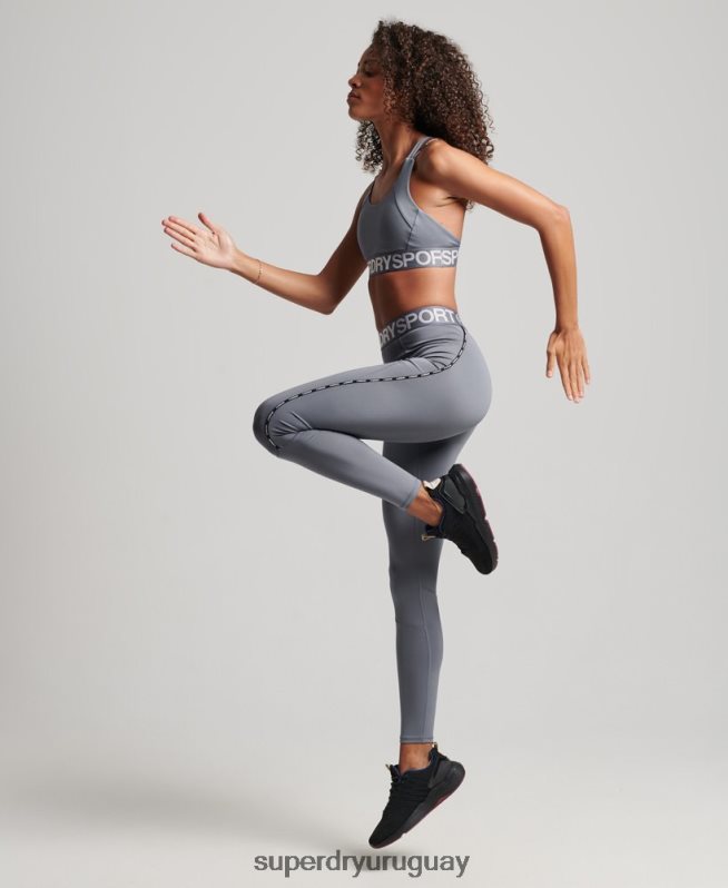 uy Superdry mujer leggins ajustados elásticos con la marca del tren púrpura DT2N8Z4077 ropa