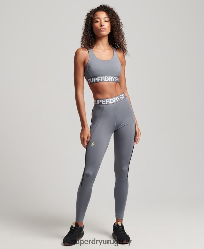 uy Superdry mujer leggins ajustados elásticos con la marca del tren púrpura DT2N8Z4077 ropa