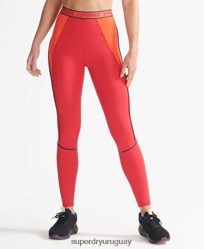 uy Superdry mujer leggins ajustados elásticos con la marca del tren rojo DT2N8Z4085 ropa