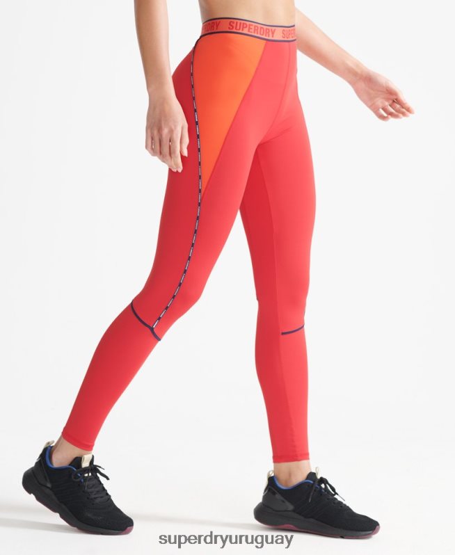 uy Superdry mujer leggins ajustados elásticos con la marca del tren rojo DT2N8Z4085 ropa