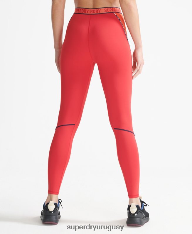 uy Superdry mujer leggins ajustados elásticos con la marca del tren rojo DT2N8Z4085 ropa