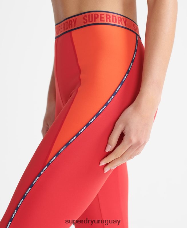 uy Superdry mujer leggins ajustados elásticos con la marca del tren rojo DT2N8Z4085 ropa