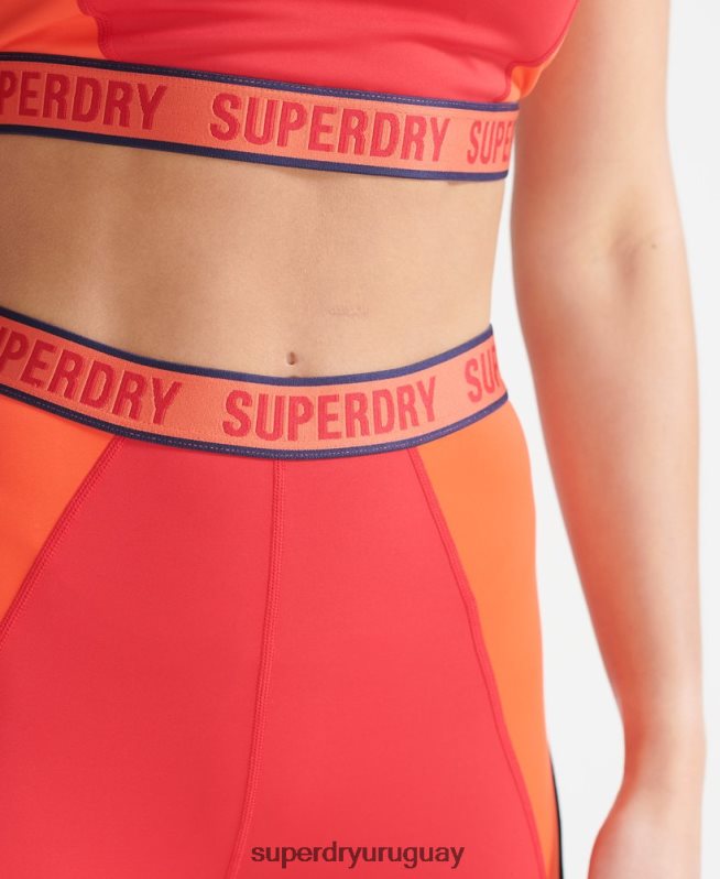 uy Superdry mujer leggins ajustados elásticos con la marca del tren rojo DT2N8Z4085 ropa