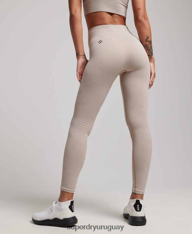 uy Superdry mujer leggins ajustados sin costuras beige DT2N8Z4043 ropa