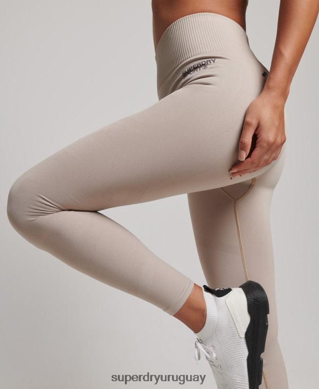 uy Superdry mujer leggins ajustados sin costuras beige DT2N8Z4043 ropa