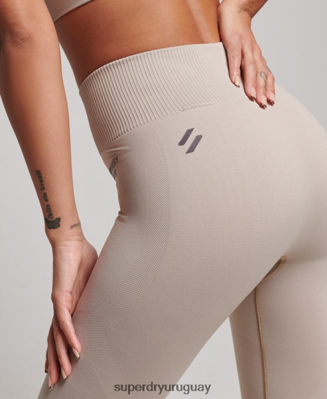 uy Superdry mujer leggins ajustados sin costuras beige DT2N8Z4043 ropa
