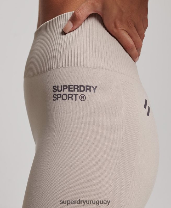 uy Superdry mujer leggins ajustados sin costuras beige DT2N8Z4043 ropa