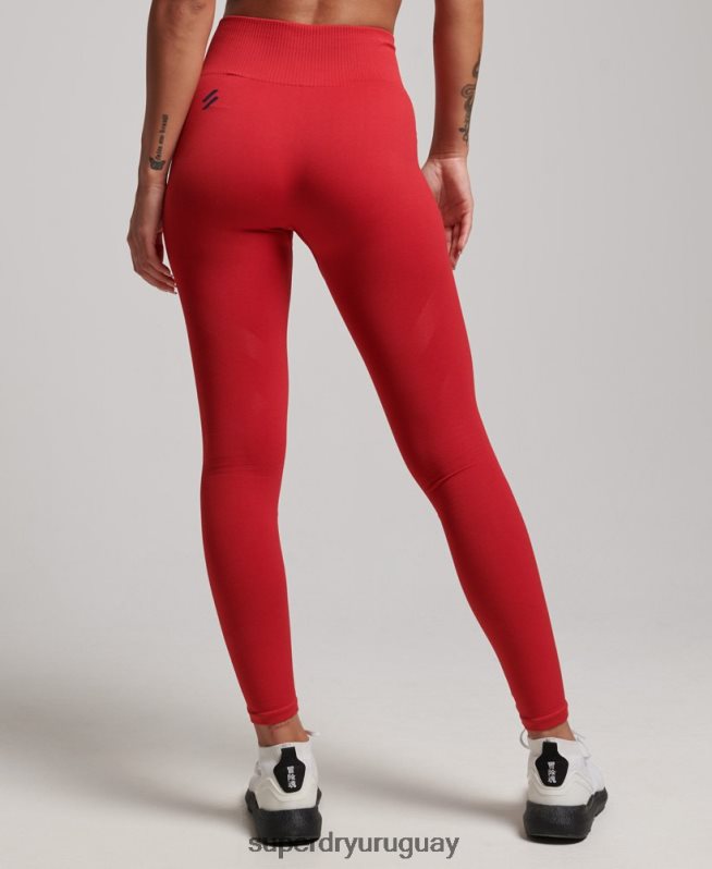 uy Superdry mujer leggins ajustados sin costuras rojo DT2N8Z4055 ropa