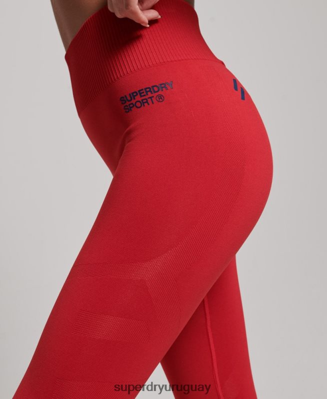 uy Superdry mujer leggins ajustados sin costuras rojo DT2N8Z4055 ropa