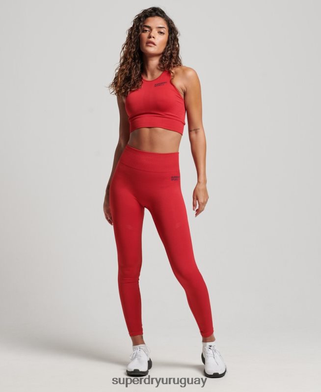 uy Superdry mujer leggins ajustados sin costuras rojo DT2N8Z4055 ropa